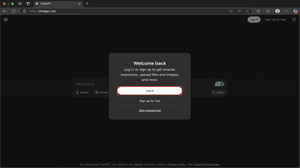 How to Make AI Talking Avatar for Free in 2025 (Easy Guide) 1 ChatGPT- Log In Button